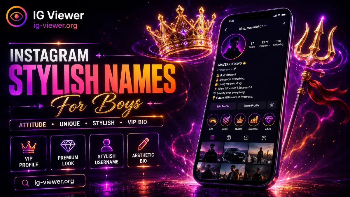 Showcase of stylish Instagram names and bios generated using different IG font styles