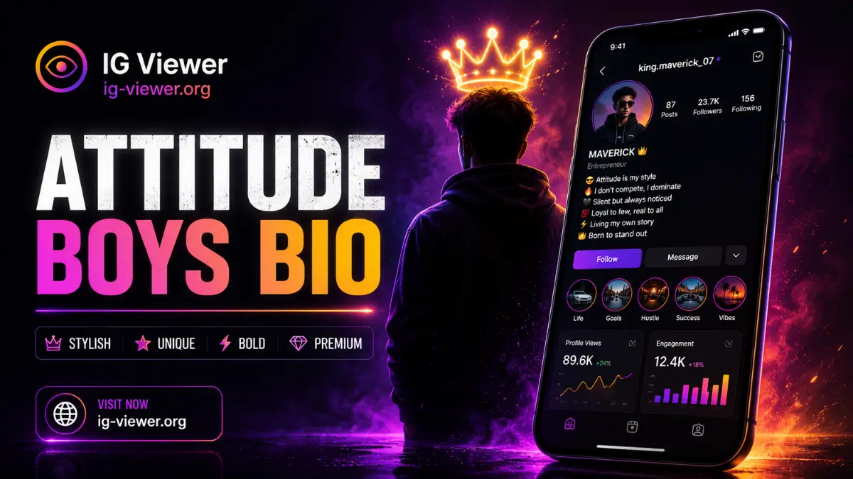 Attitude-style Instagram bio examples for boys with bold stylish fonts and emoji accents
